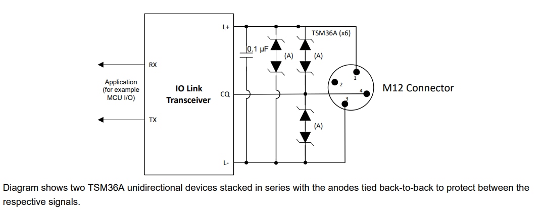 Application Circuit Diagram - Texas Instruments TSM36A TVS Surge Protection Diode